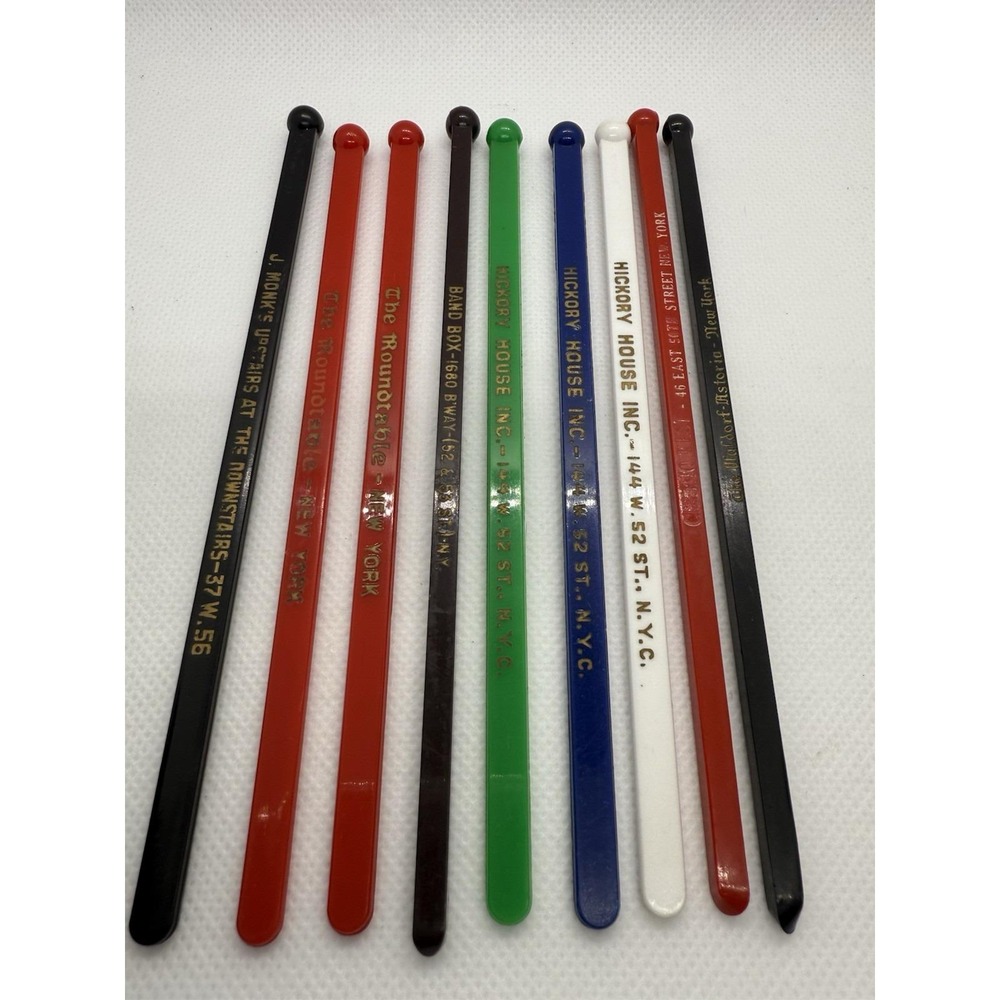 Vintage New York City Swizzle Stick Lot Waldorf Astoria Hickory House Roundtable